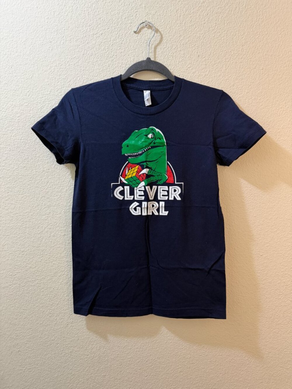 Clever Girl Raptor Graphic Tee Navy Blue Size M